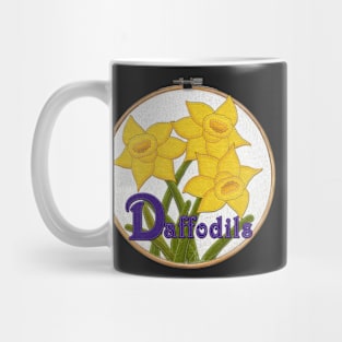 Daffodils Felt Look on Embroidery Hoop | Cherie's Art(c)2022 Mug